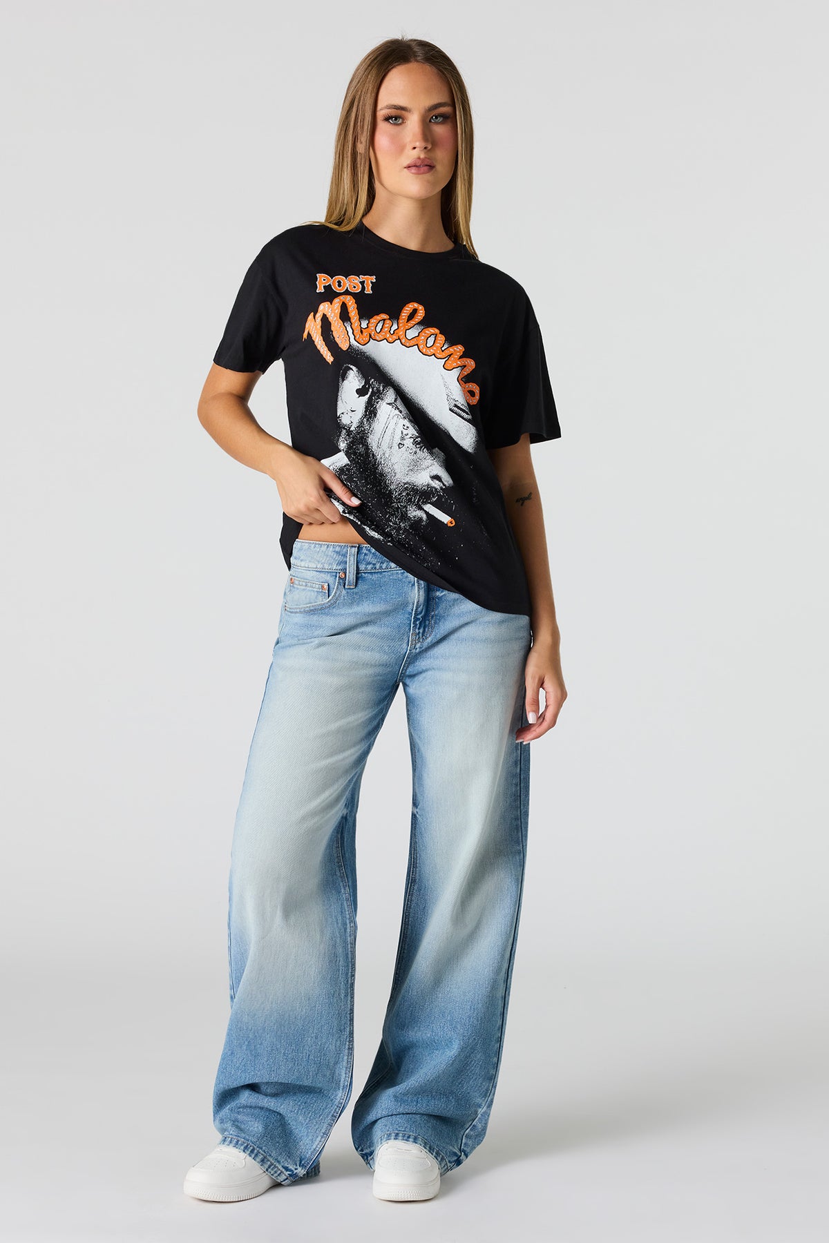 Alt View 3. Post Malone Graphic Boyfriend T-Shirt - Charcoal