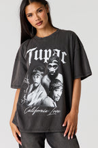 Tupac Graphic Washed Boyfriend T-Shirt