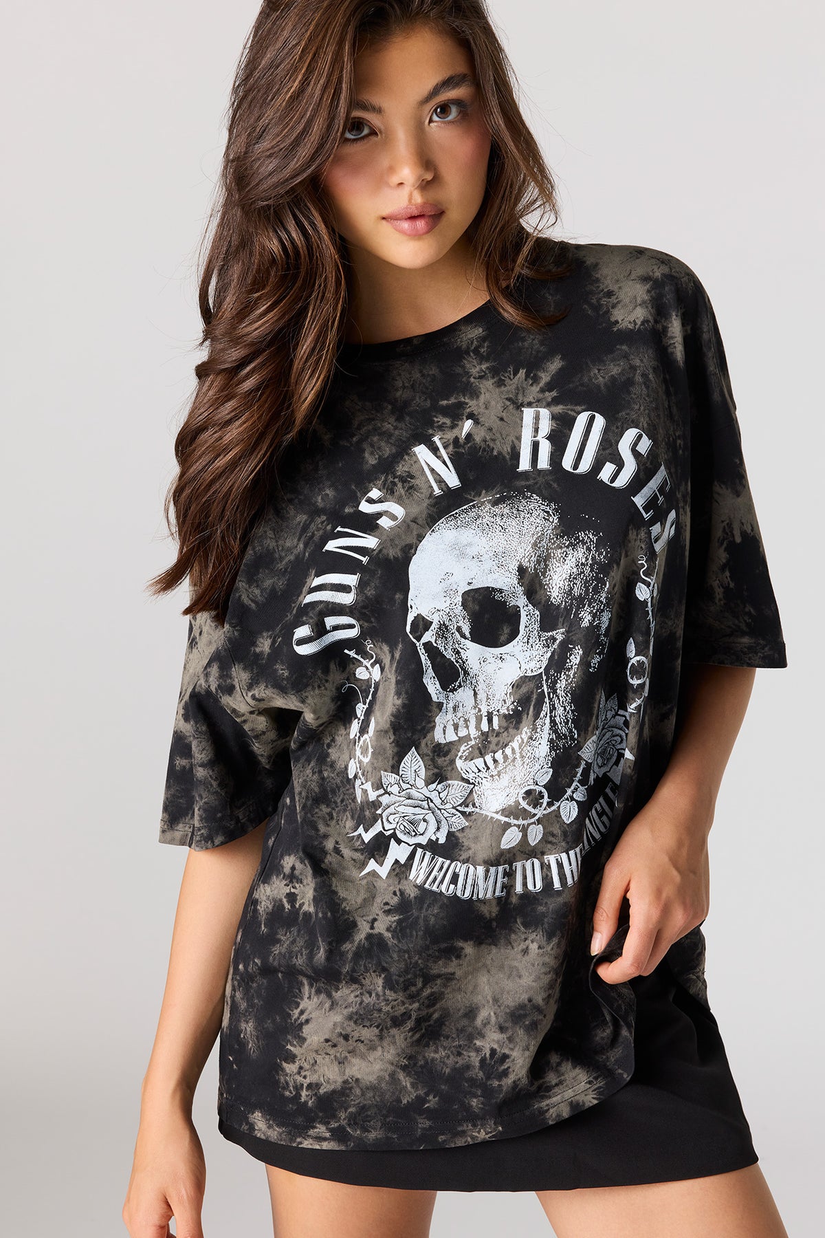 Alt View 4. Oversized Guns N Roses Graphic Washed T-Shirt - Black