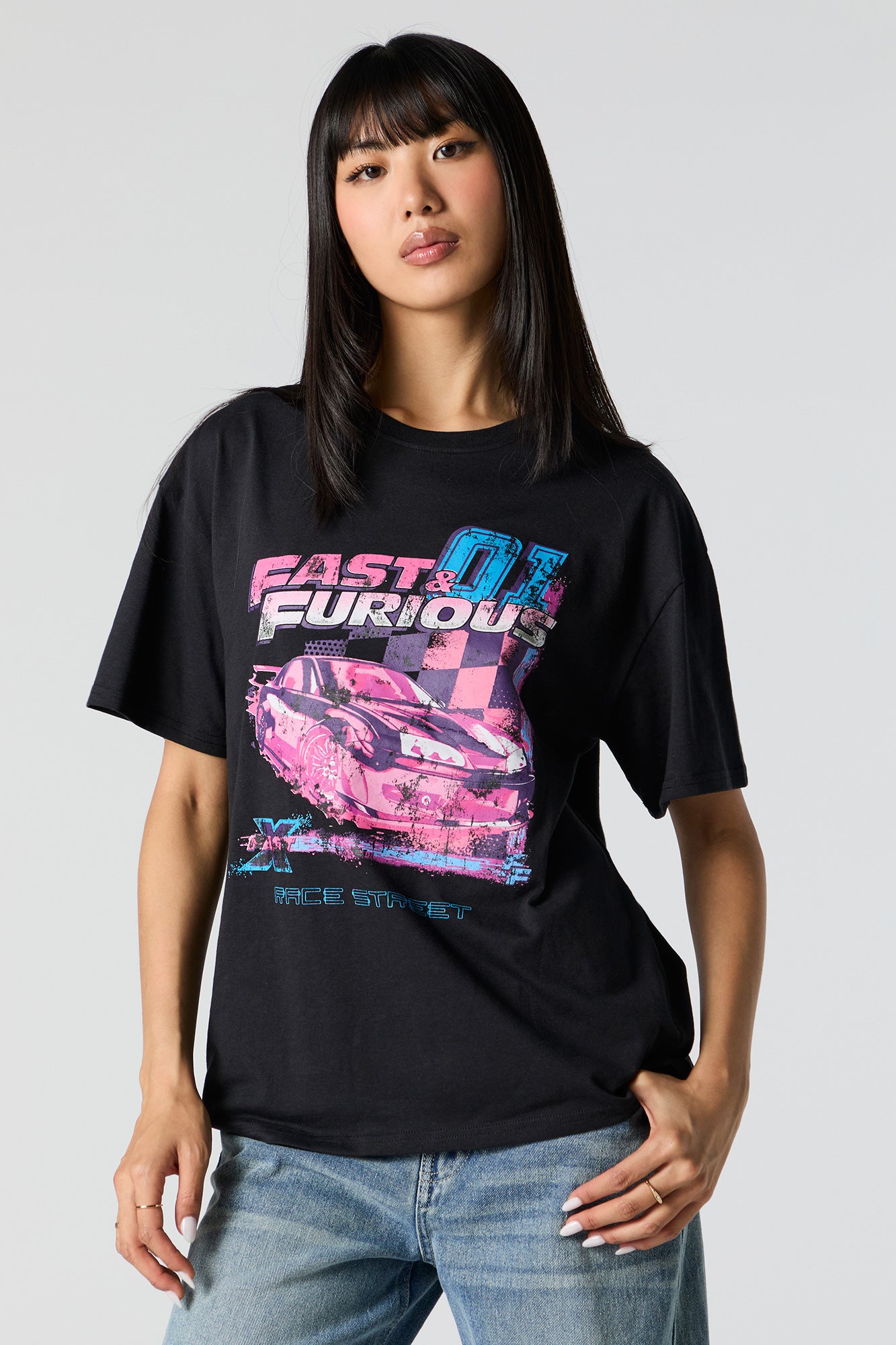 Fast and Furious Race Street Graphic Boyfriend T-Shirt