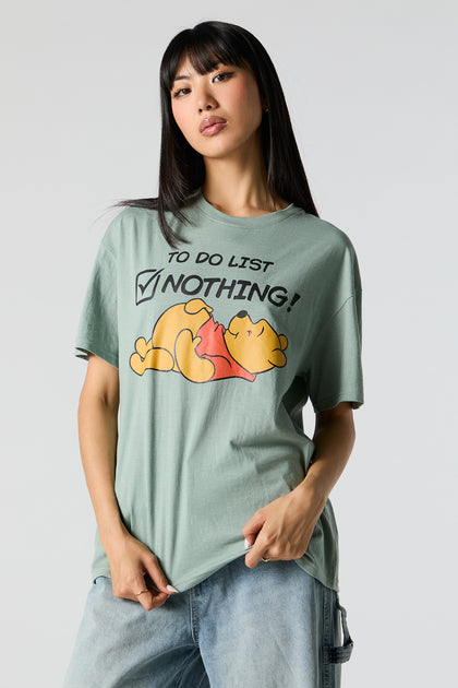 T-shirt de coupe garçonne à imprimé Nothing to Do Pooh