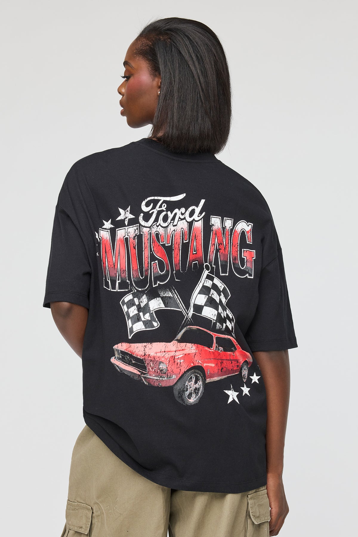 Ford Mustang Graphic Oversized T-Shirt - Black