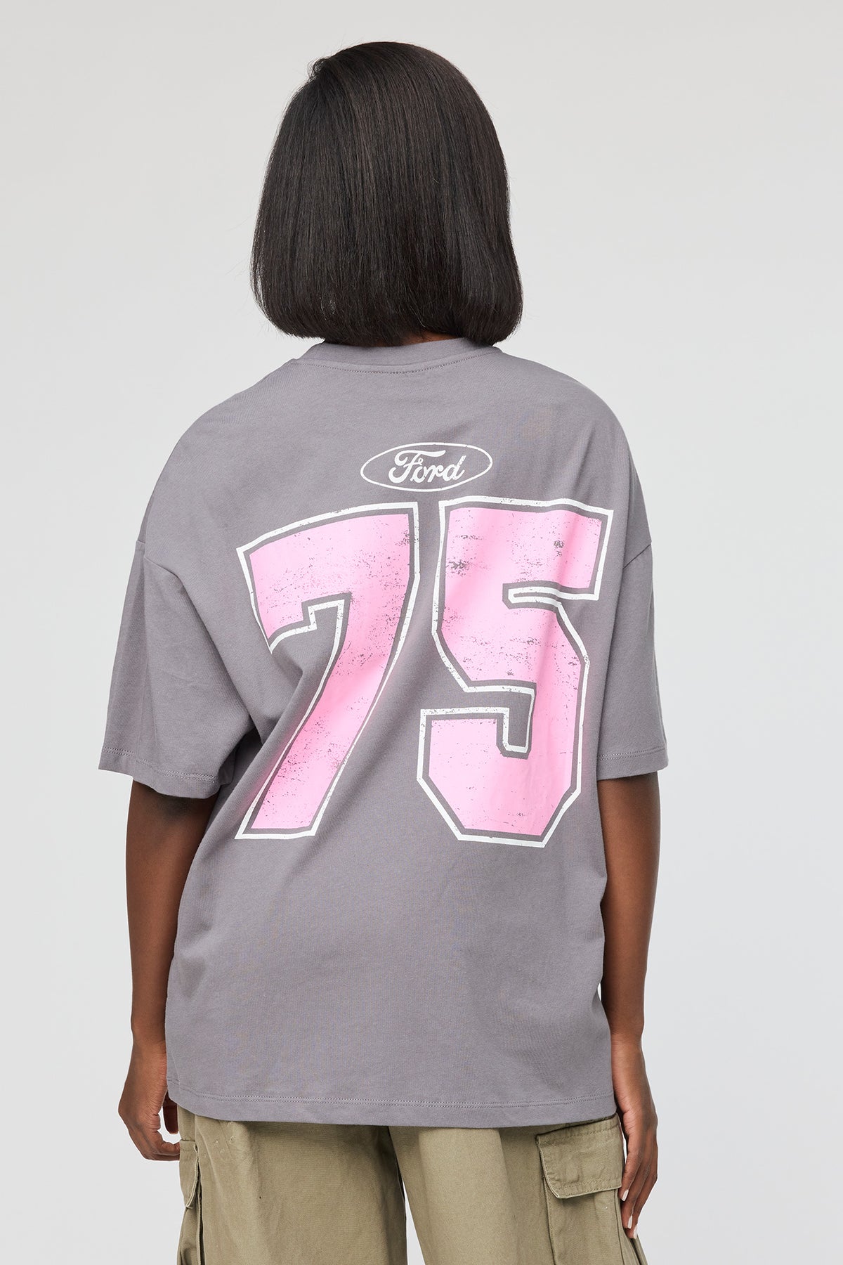 Alt View 2. Ford Mustang Graphic Oversized T-Shirt - Dark Grey