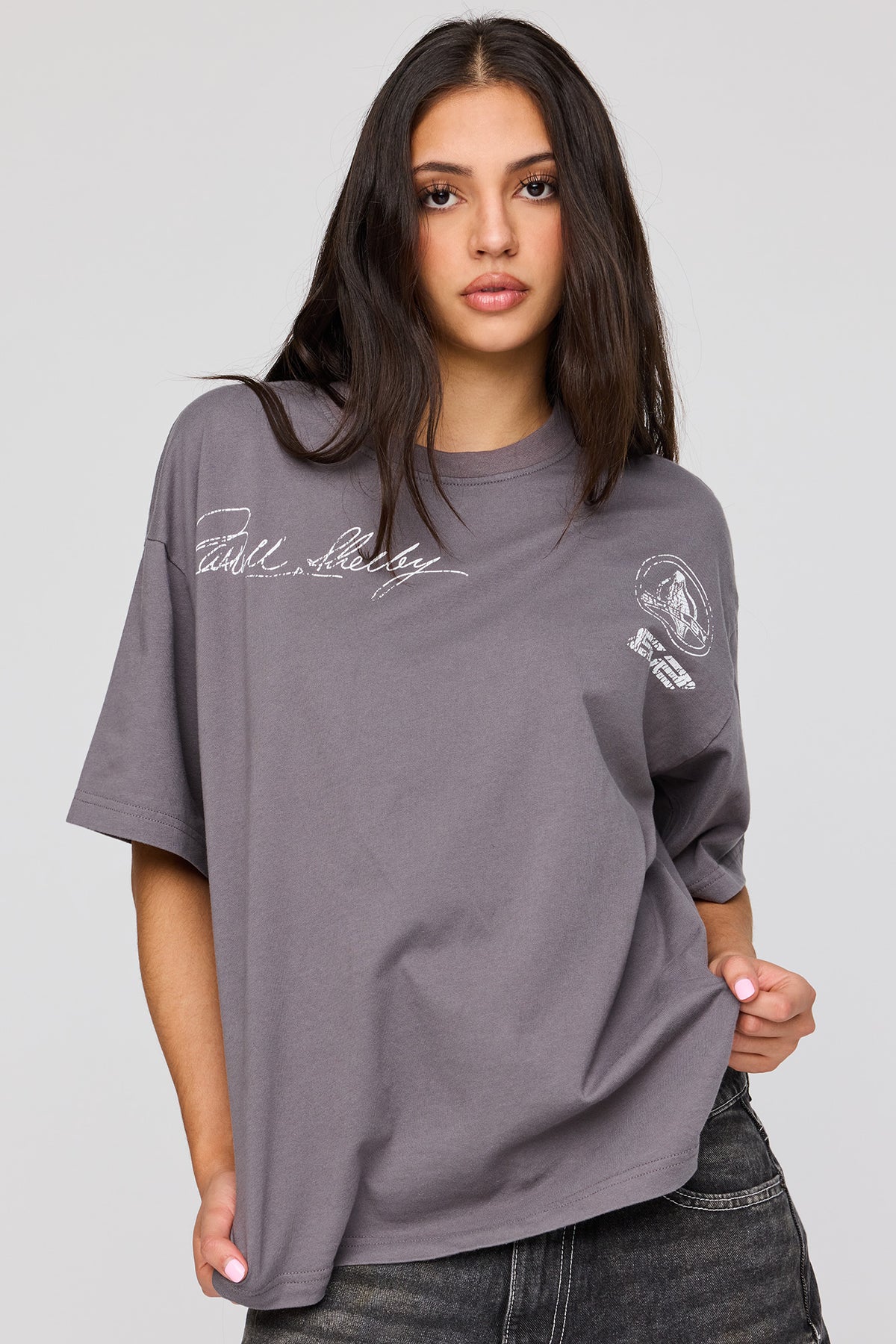 Alt View 2. Shelby Cobra Graphic Oversized T-Shirt - Dark Grey