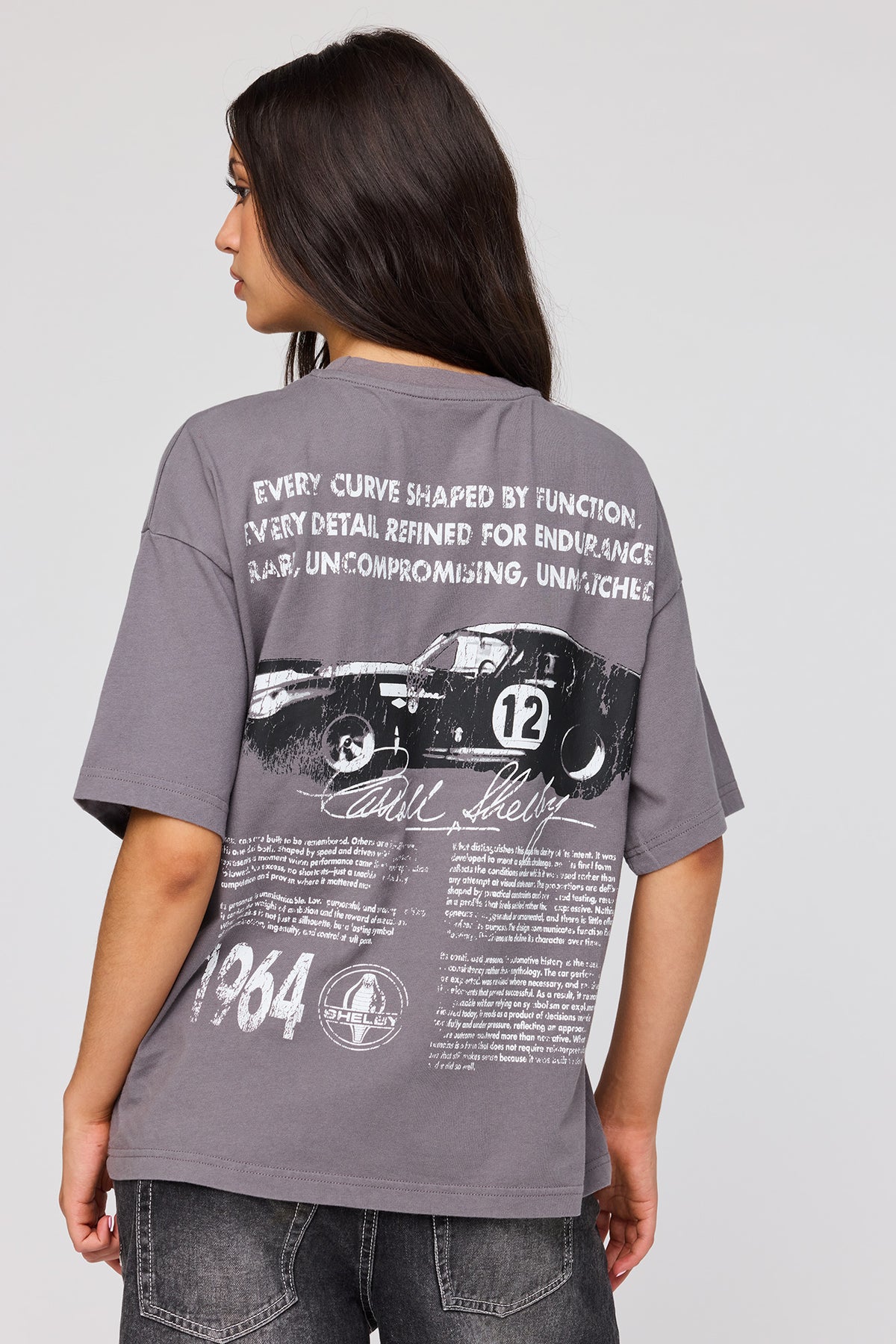 Shelby Cobra Graphic Oversized T-Shirt - Dark Grey