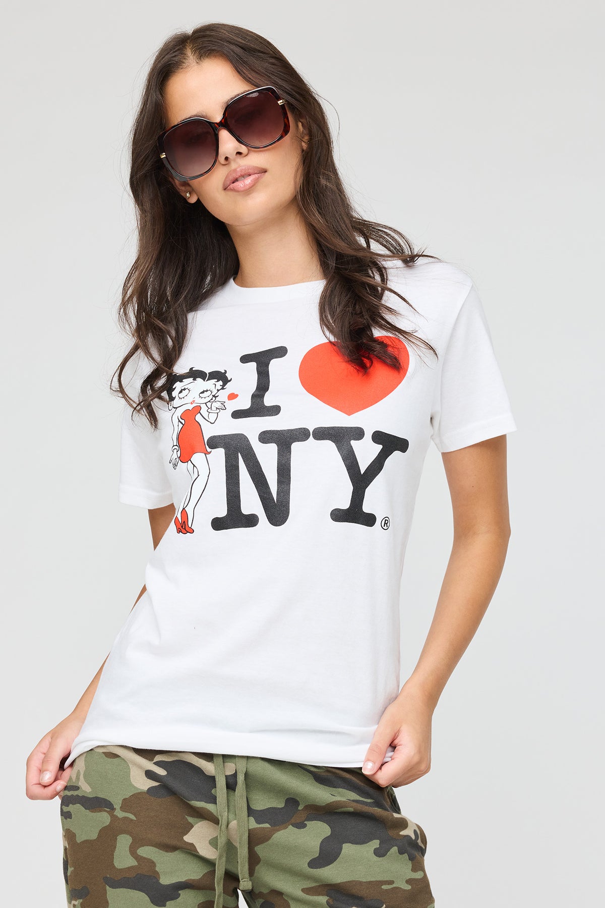 T-shirt de coupe garçonne à imprimé Betty Boop 