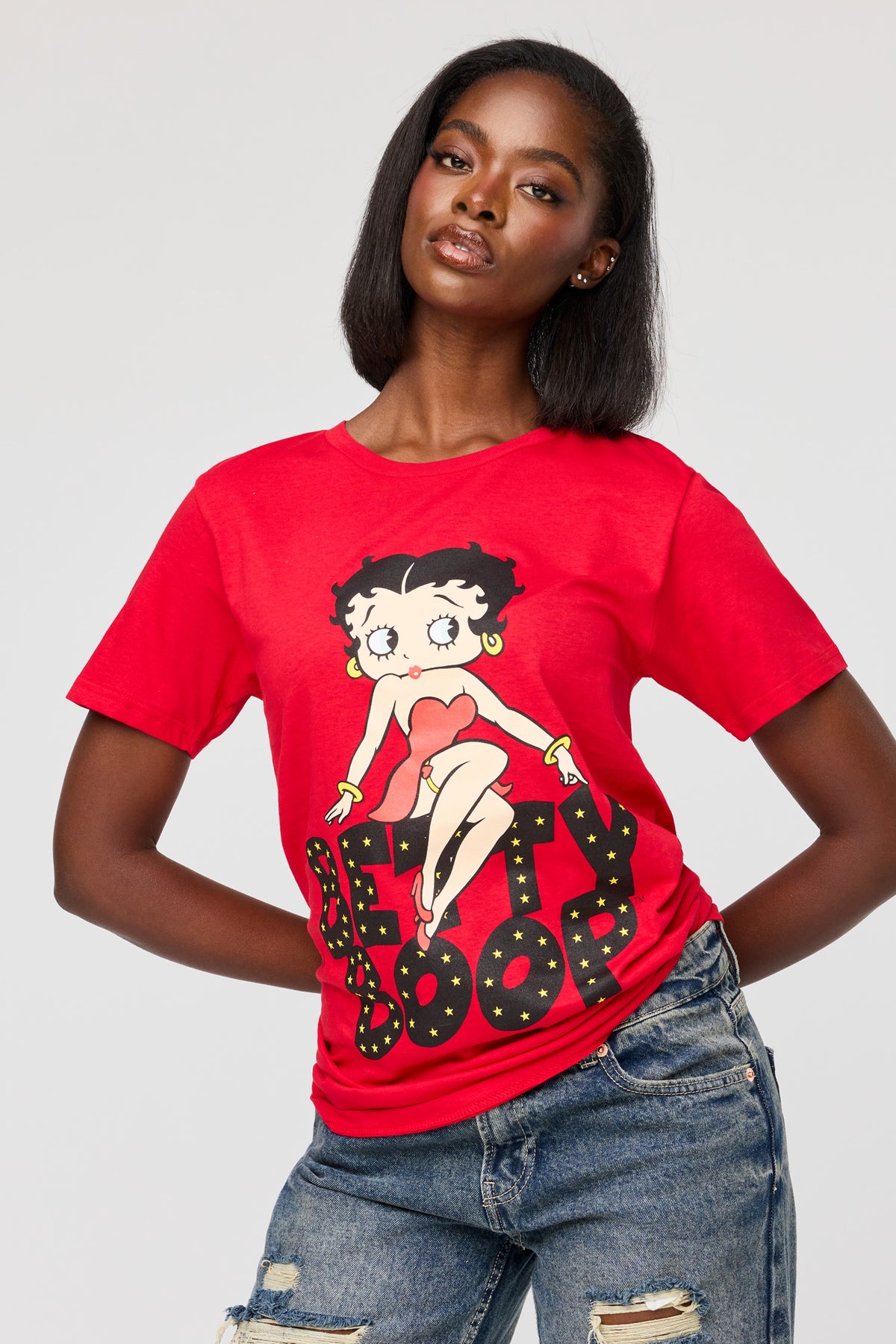 T-shirt de coupe garçonne à imprimé Betty Boop