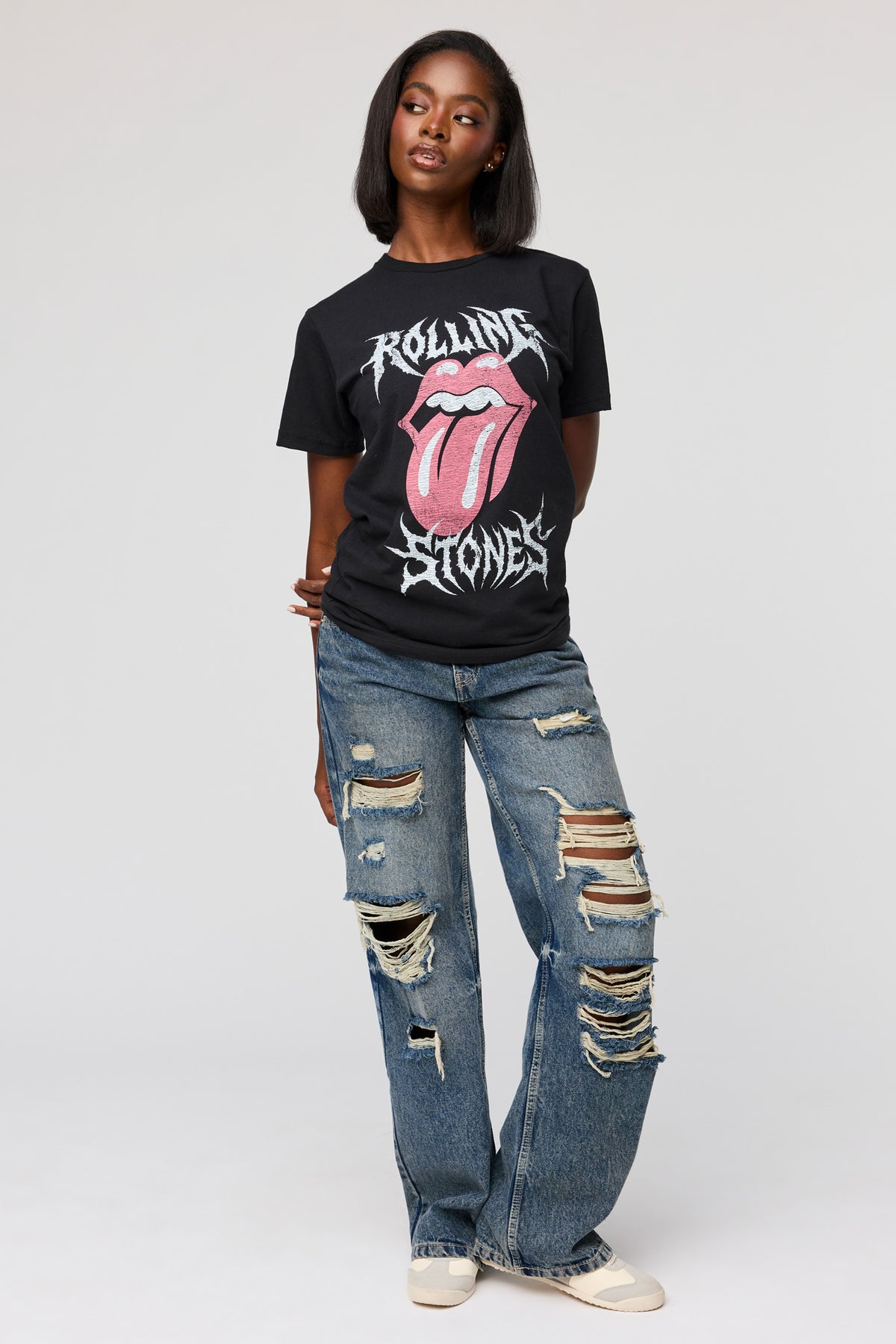 Vue alternative 3. T-shirt de coupe garçonne à imprimé The Rolling Stones