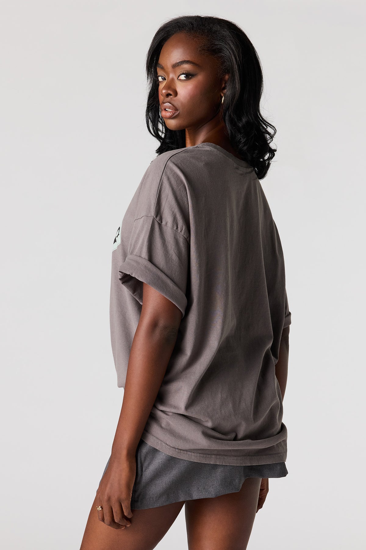 Alt View 2. Rolling Stones Graphic Washed Oversized T-Shirt - Dark Grey