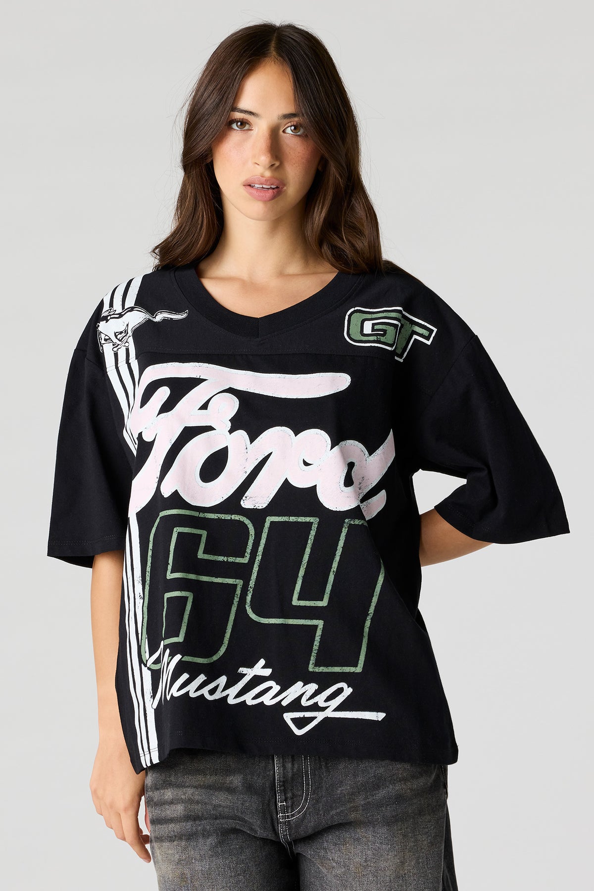 Ford Graphic V-Neck T-Shirt - Black