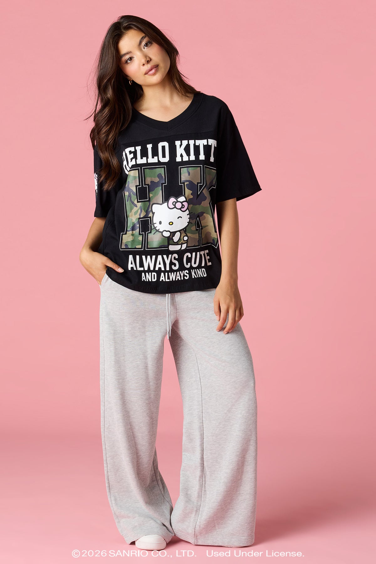 Alt View 3. Hello Kitty® V-Neck Graphic T-Shirt - Black