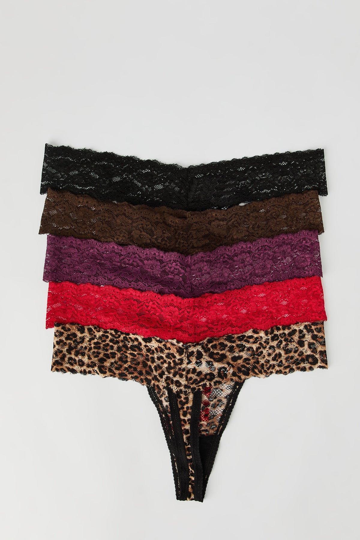 Vue alternative 5. Tanga en dentelle à imprimé Playboy avec pierres du Rhin (Lot de 5)