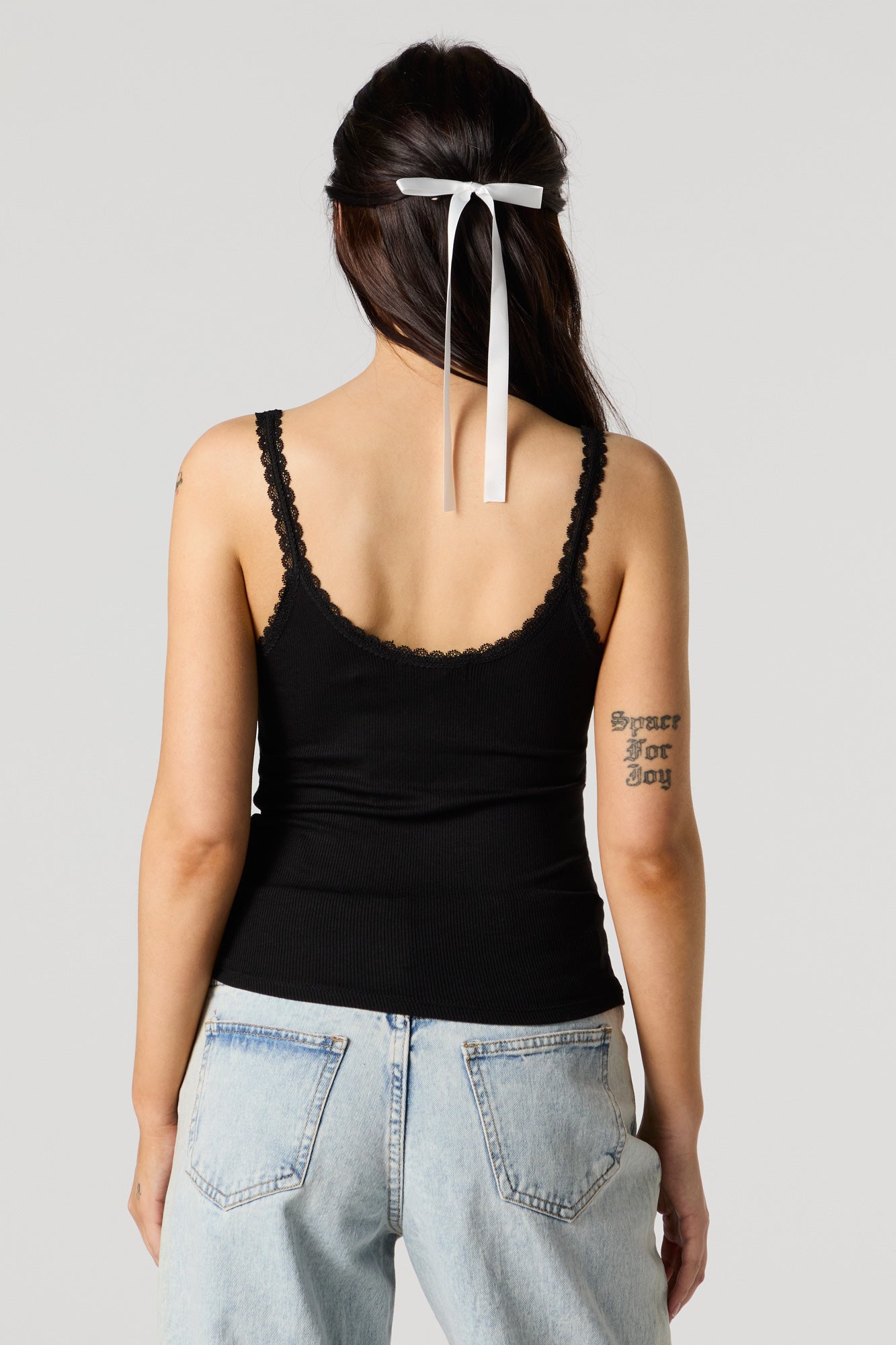 Ribbed Lace Trim Skimmer Tank