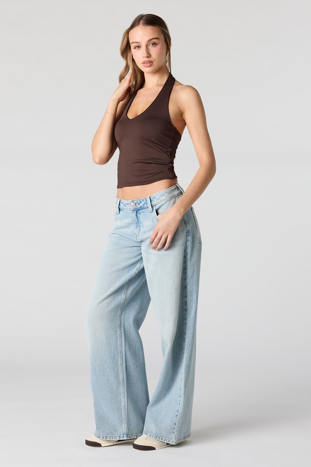 Alt View 3. Contour Halter Top - Brown