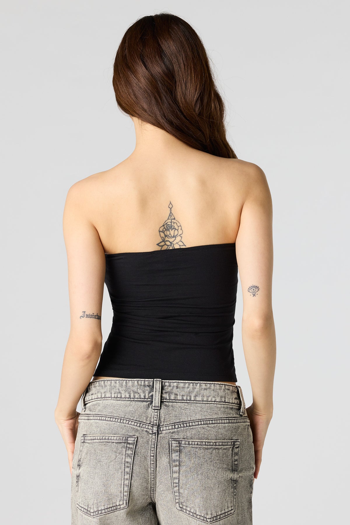 Alt View 2. Braless Soft Contour Tube Top - Black