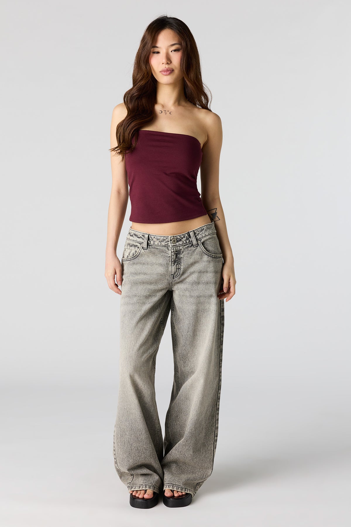 Alt View 3. Braless Soft Contour Tube Top - Burgundy