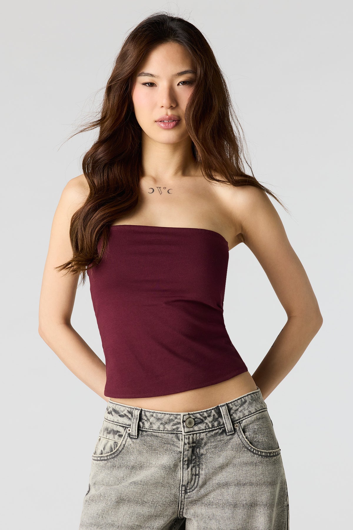 Braless Soft Contour Tube Top - Burgundy