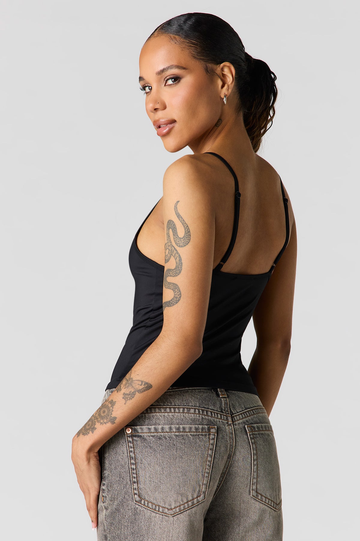 Alt View 2. Luxe Heavy Contour V-Neck Cami - Black