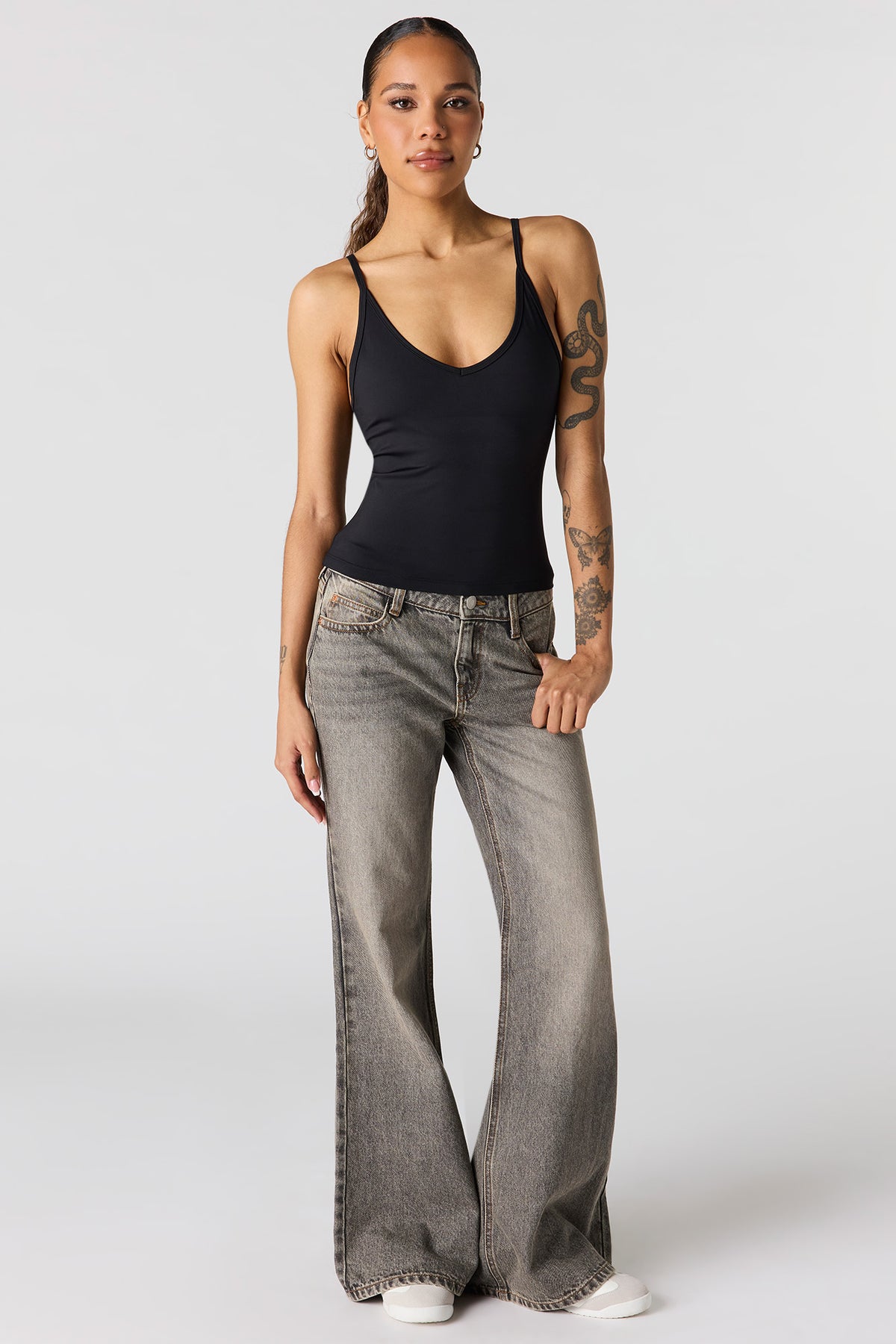 Alt View 3. Luxe Heavy Contour V-Neck Cami - Black