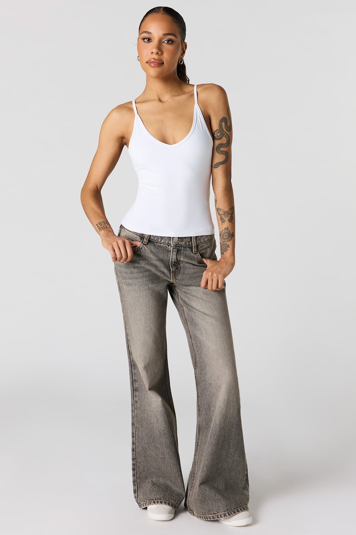 Alt View 3. Luxe Heavy Contour V-Neck Cami - White