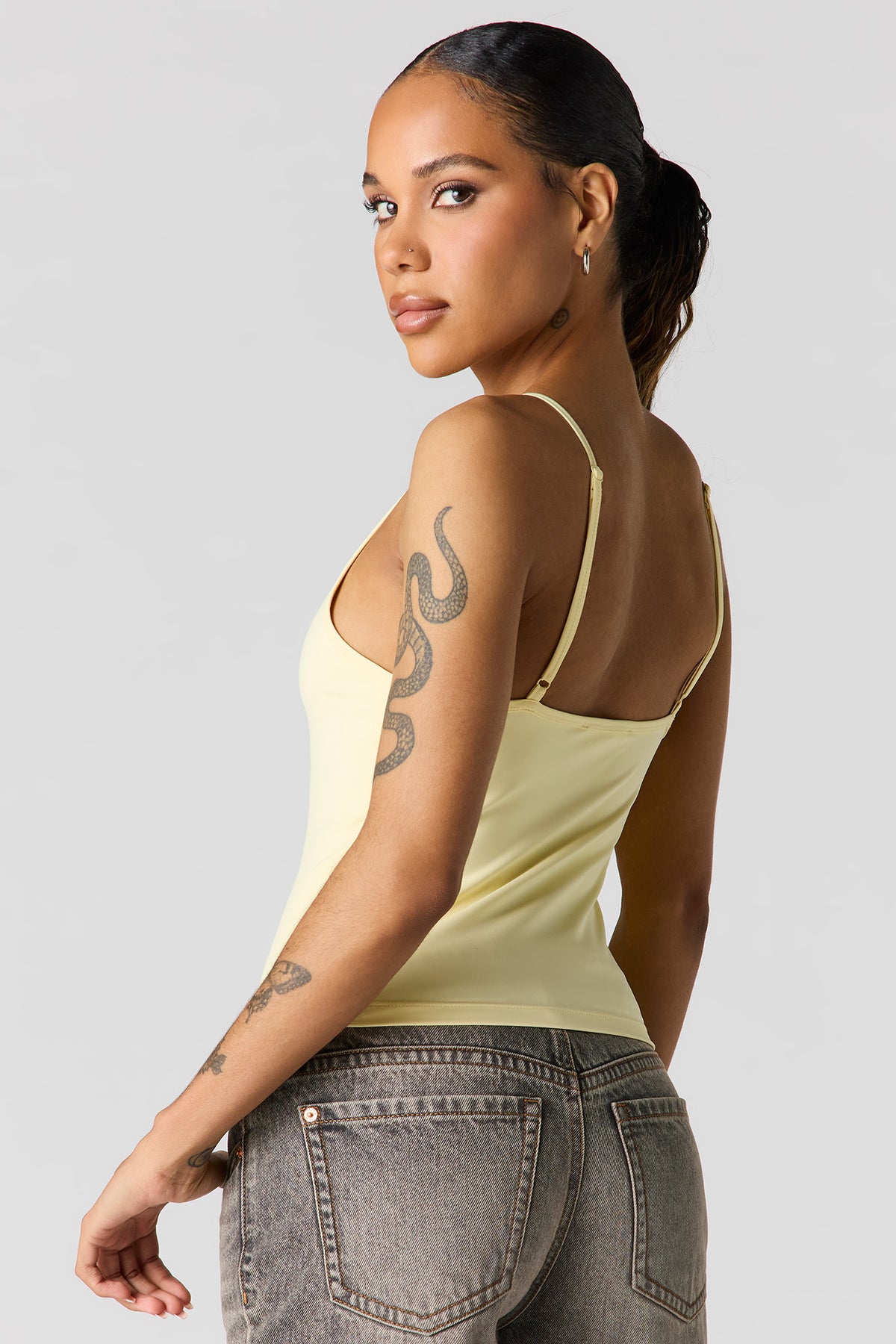 Alt View 2. Luxe Heavy Contour V-Neck Cami - Yellow
