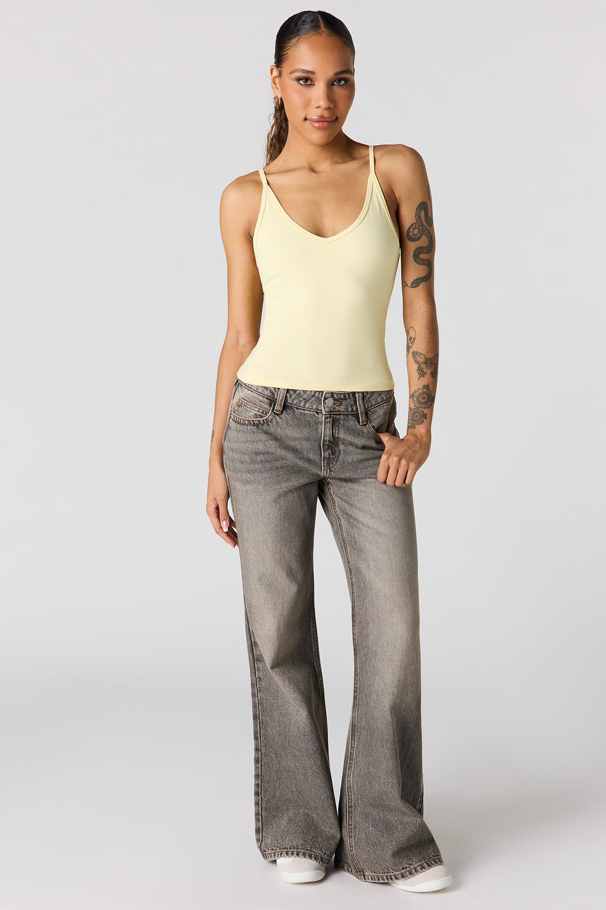 Alt View 3. Luxe Heavy Contour V-Neck Cami - Yellow