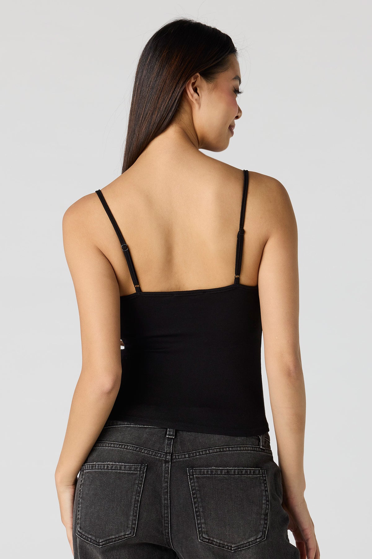 Alt View 2. Braless Scoop Neck Cami - Black