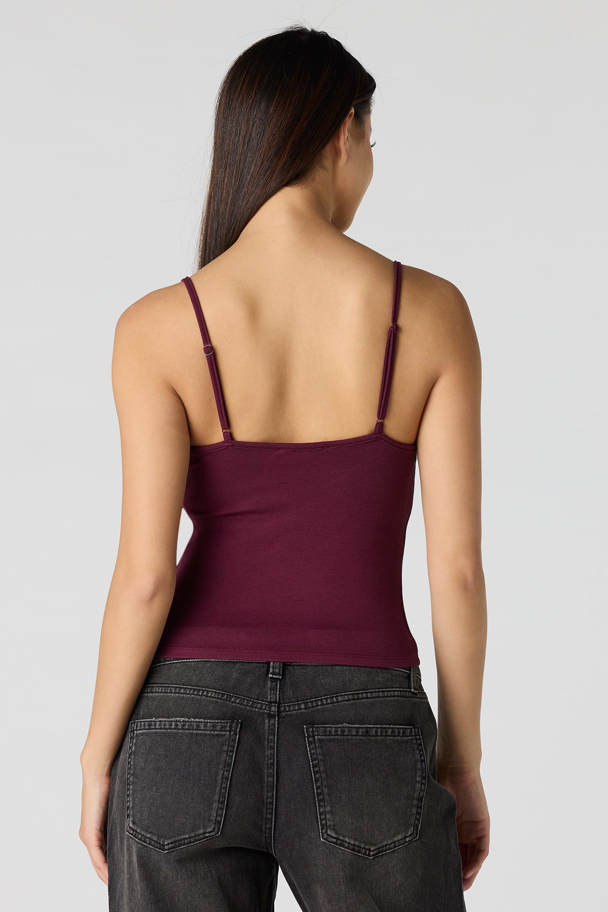 Alt View 2. Braless Scoop Neck Cami - Burgundy
