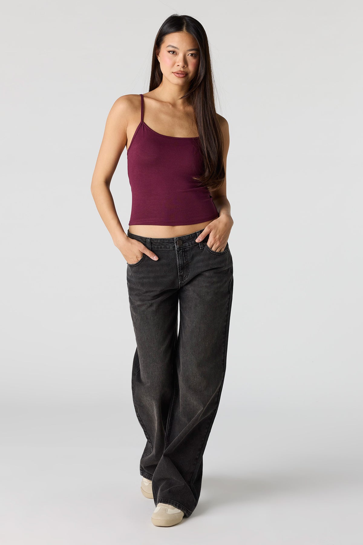 Alt View 3. Braless Scoop Neck Cami - Burgundy