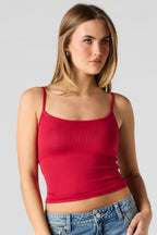 Débardeur côtelé sans soutien-gorge intégré à encolure dégagée