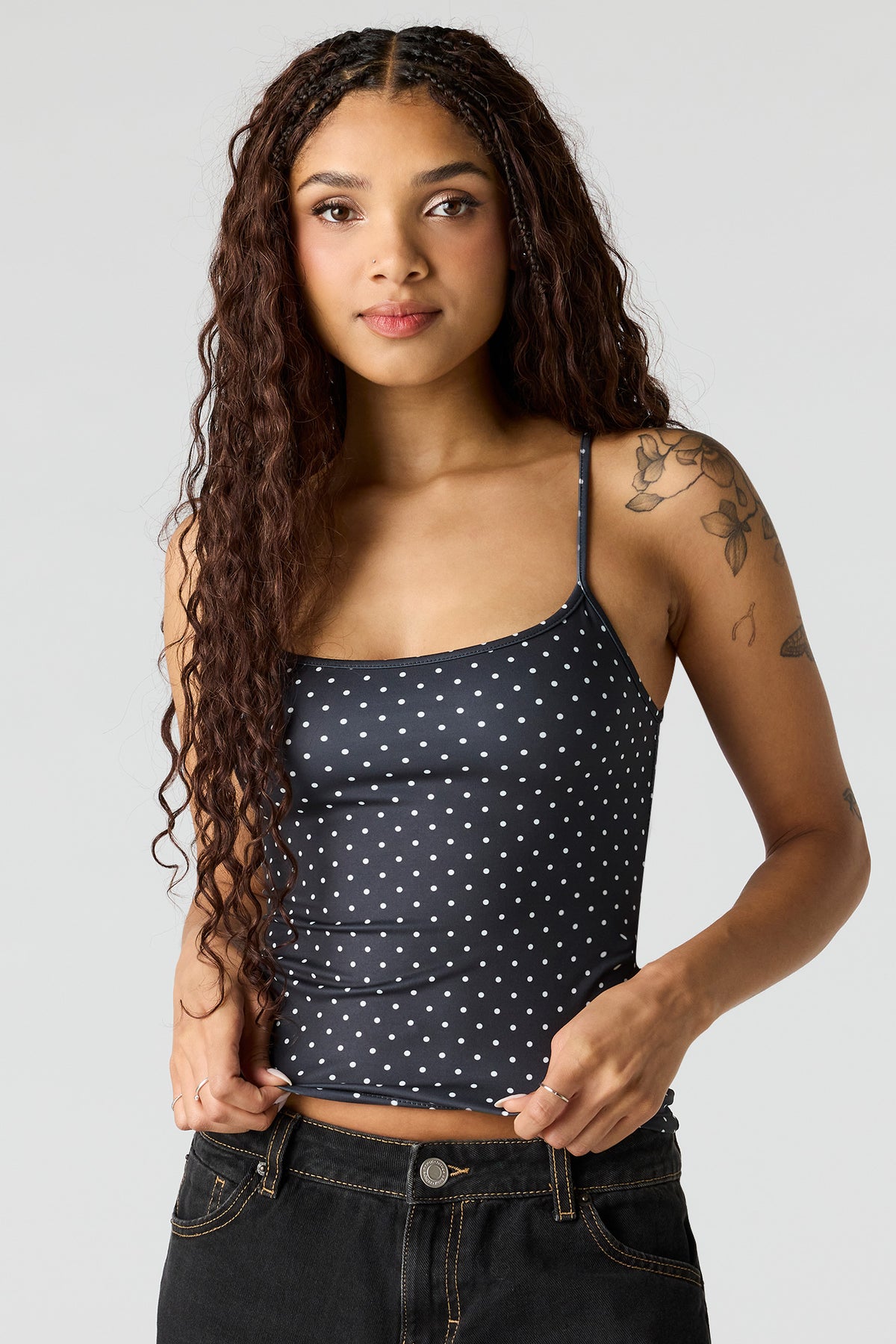 Luxe Heavy Contour Cami - Black with White