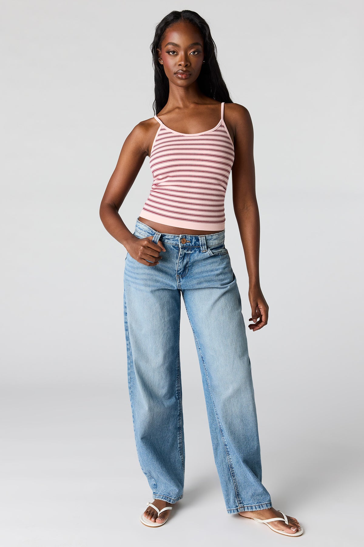 Alt View 3. Braless Seamless Ribbed Scoop Neck Tank - Fuchsia
