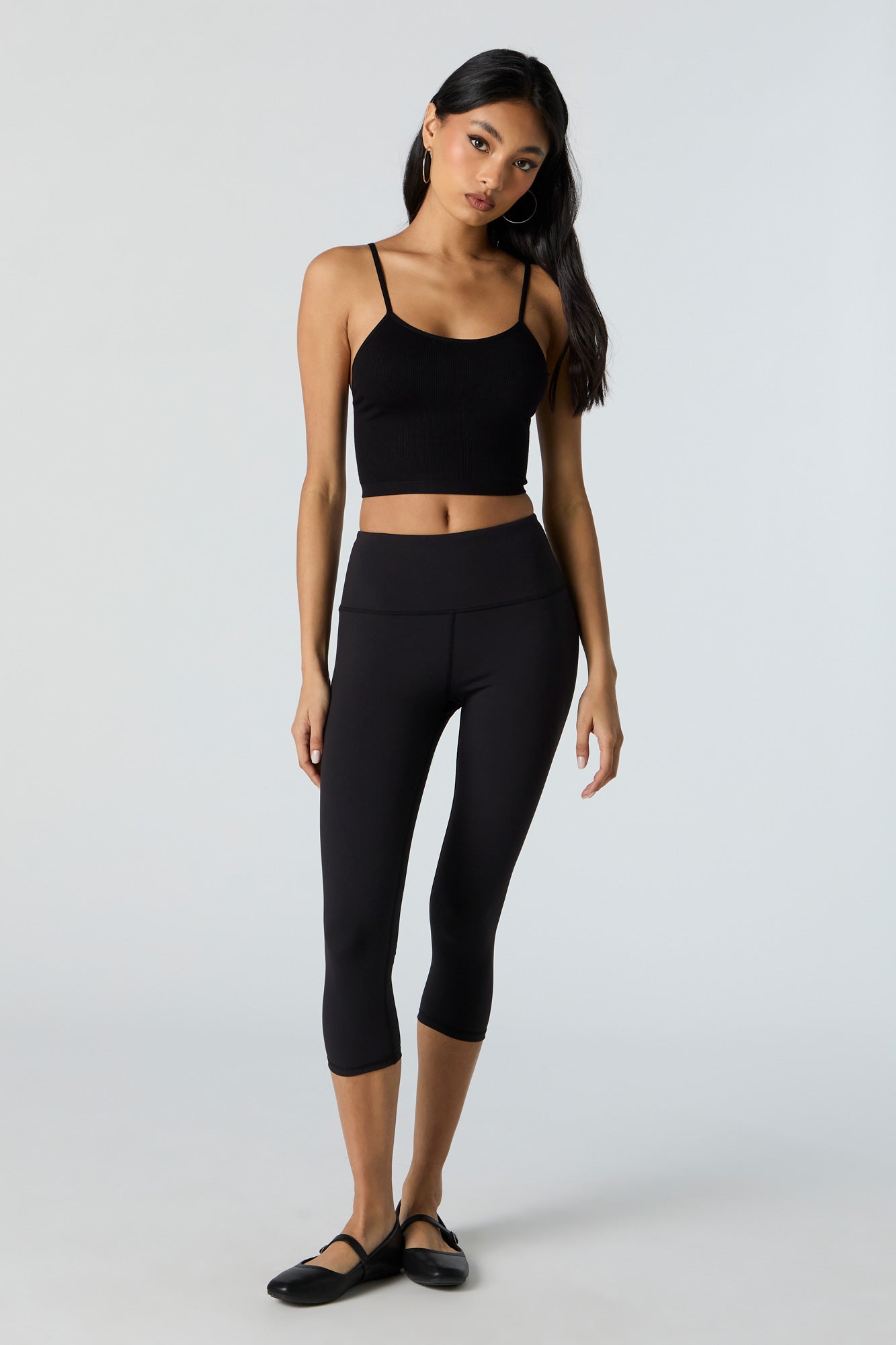 Seamless Ribbed Scoop Neck Cropped Cami