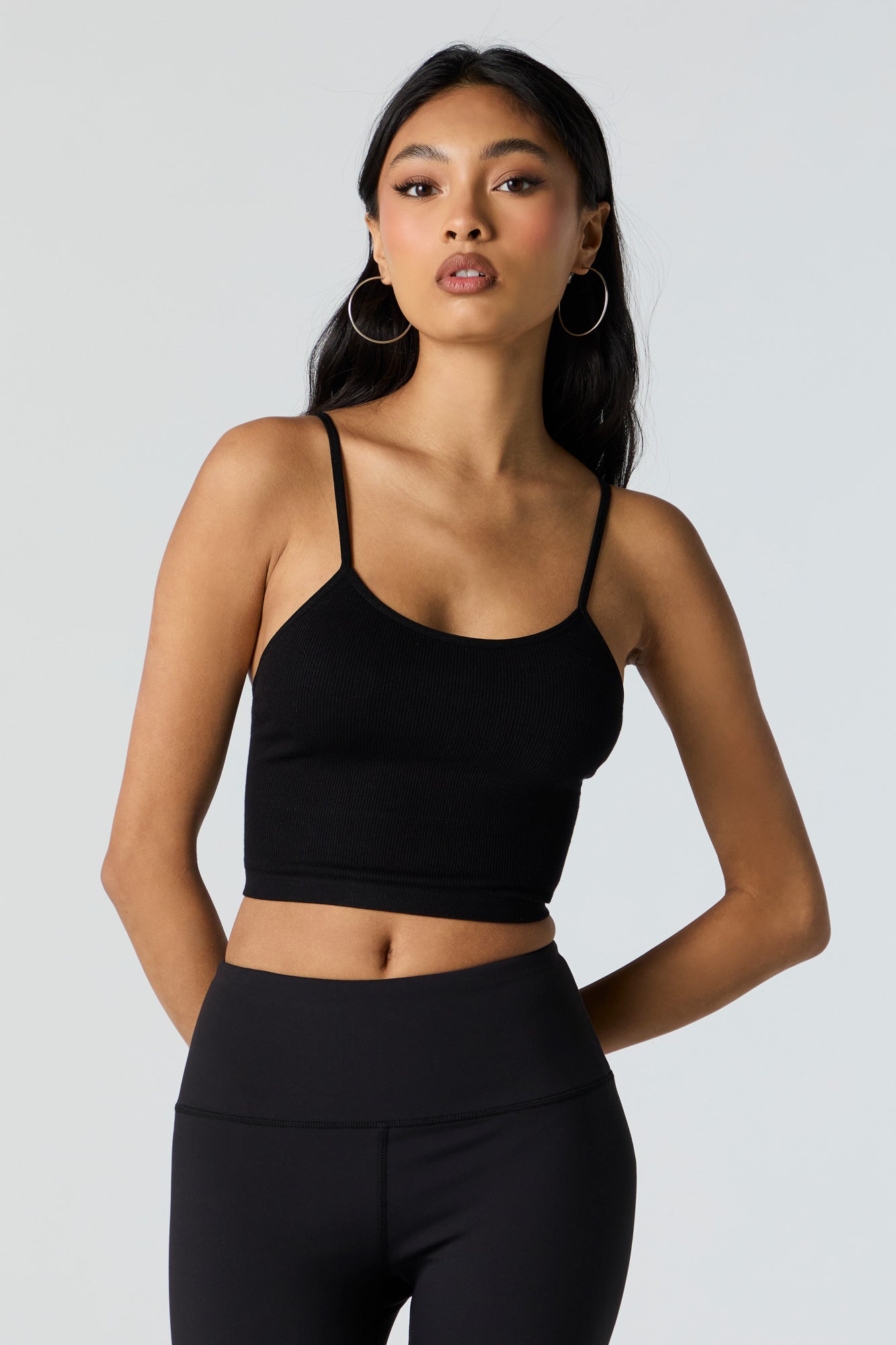 Seamless Ribbed Scoop Neck Cropped Cami