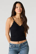 Camisole sans couture avec liséré de dentelle