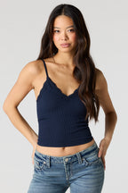 Camisole sans couture avec liséré de dentelle