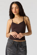 Camisole côtelée sans couture ni soutien-gorge intégré à encolure en V