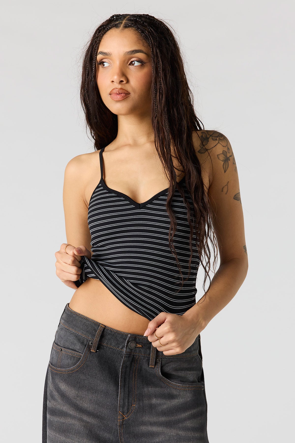 Camisole côtelée sans couture ni soutien-gorge intégré à encolure en V