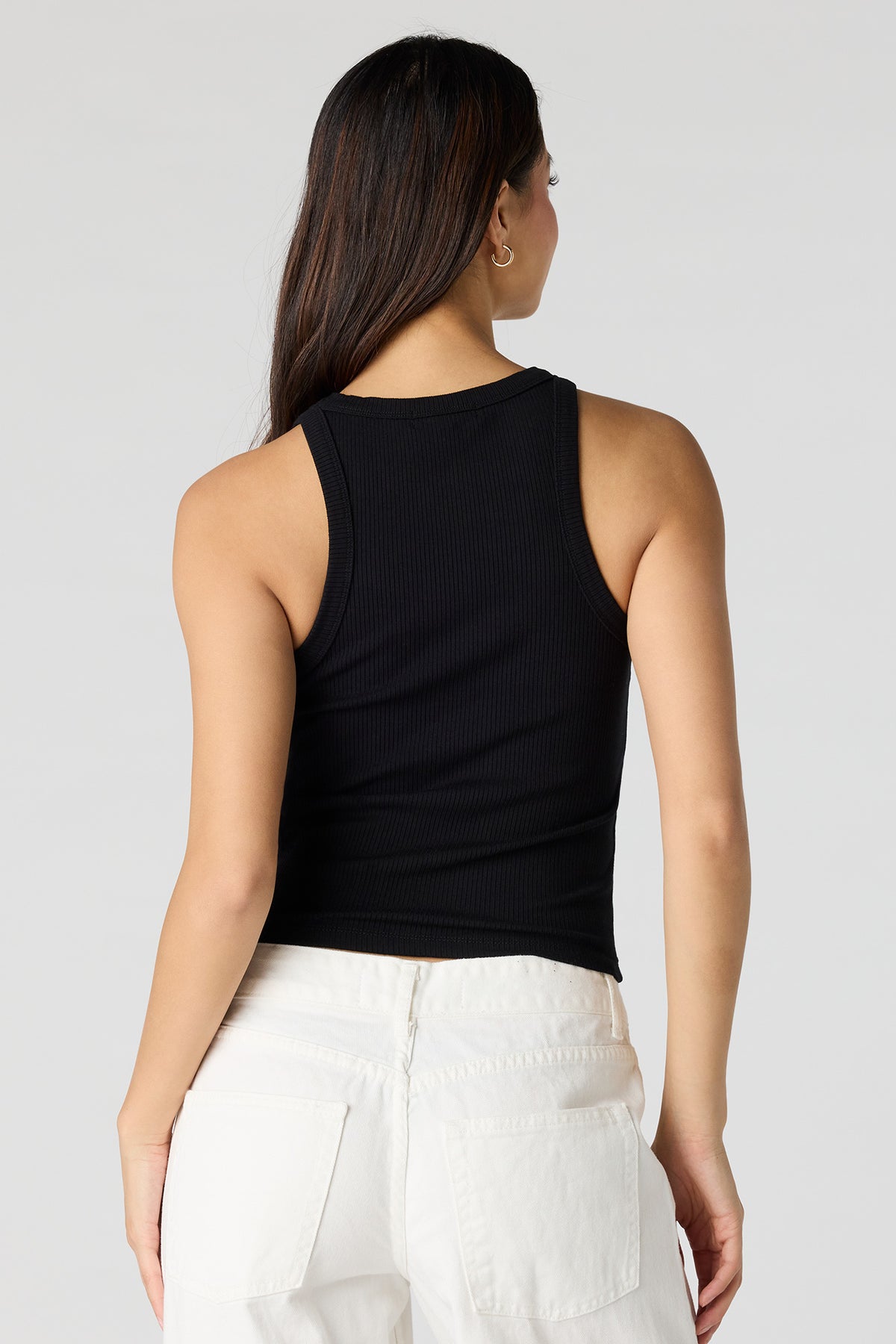Alt View 2. Ribbed Tank - Black