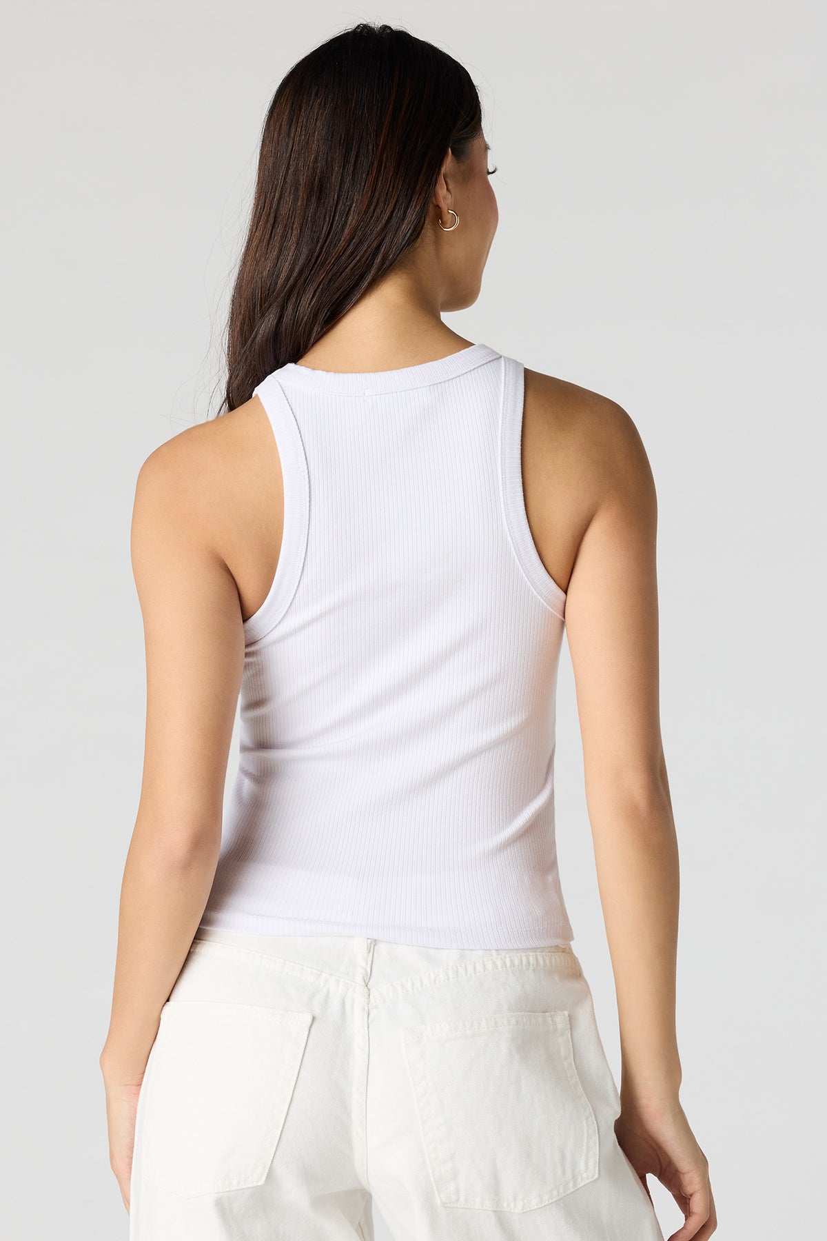 Alt View 2. Ribbed Tank - White