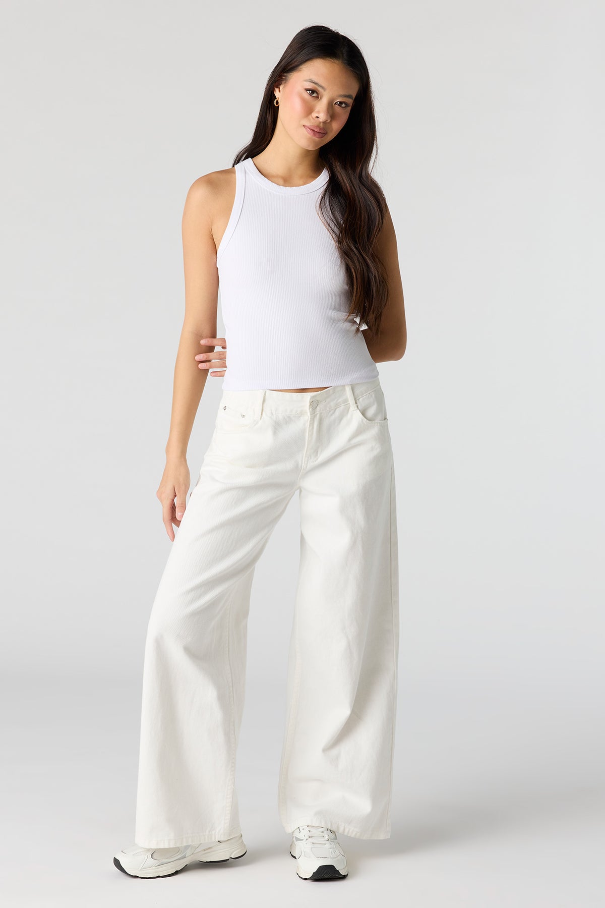 Alt View 3. Ribbed Tank - White