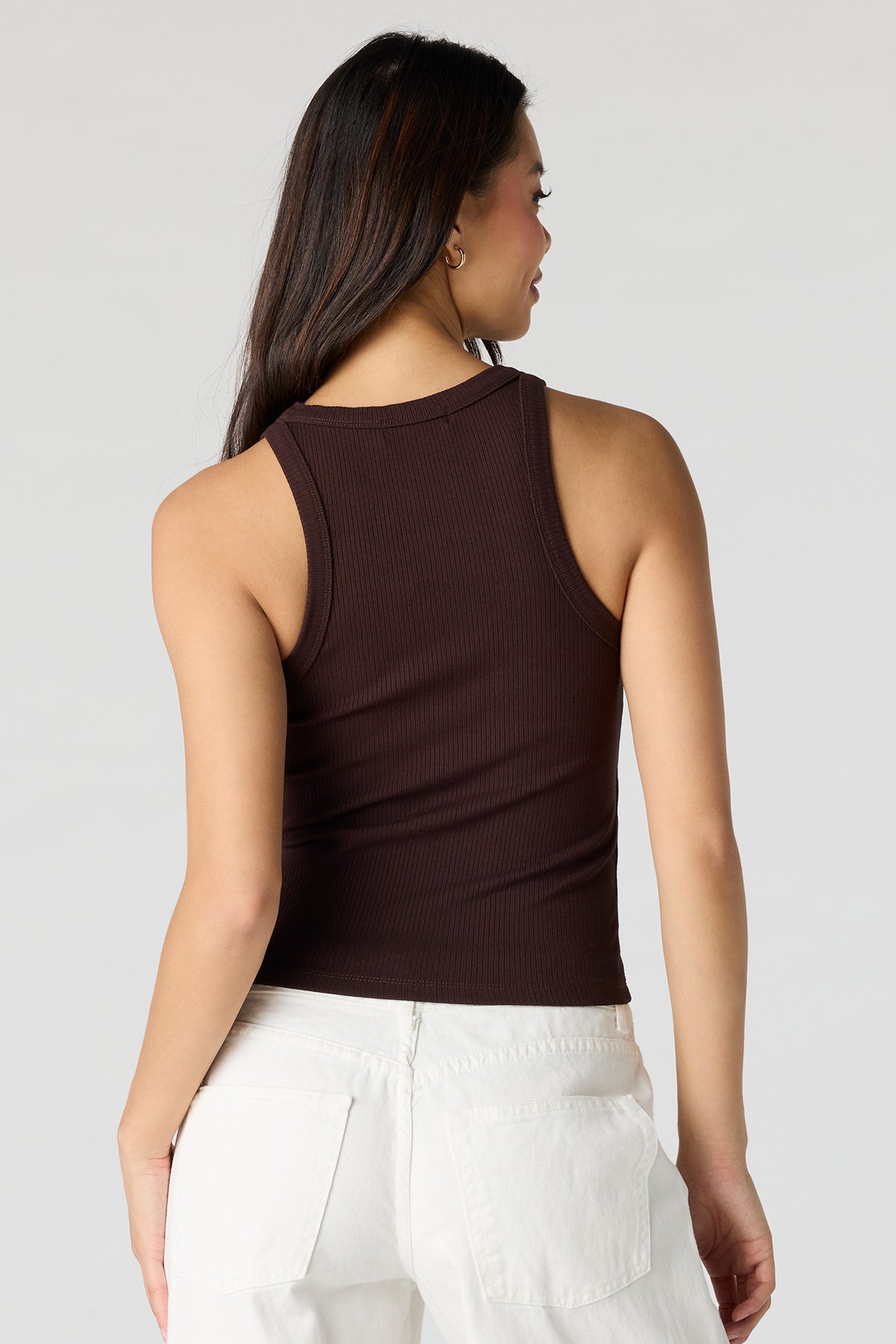 Alt View 2. Ribbed Tank - Brown