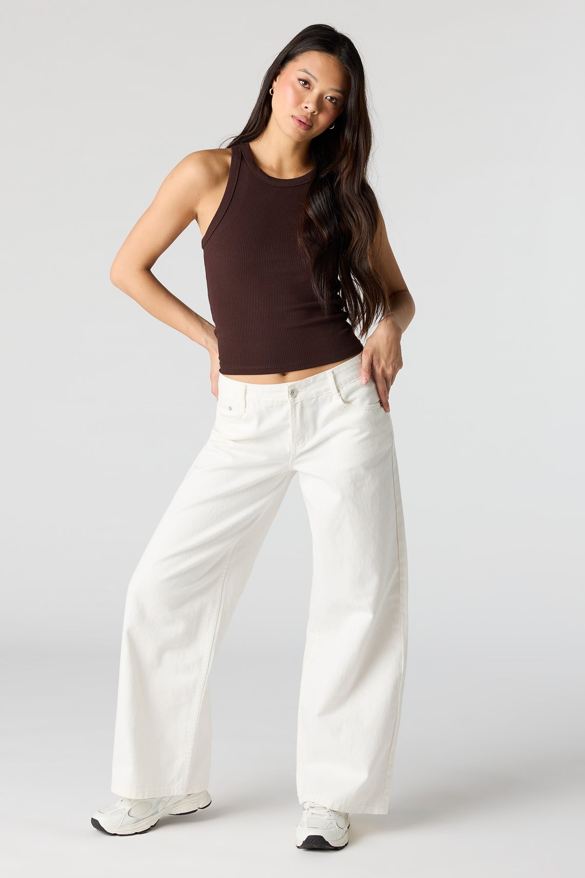 Alt View 3. Ribbed Tank - Brown