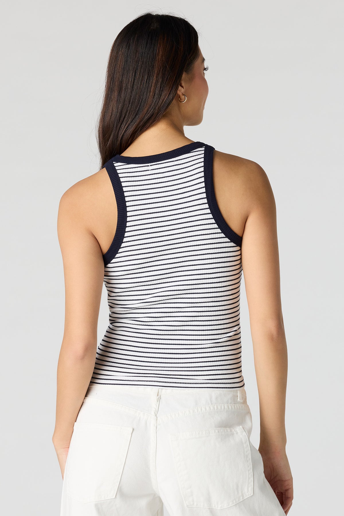 Alt View 2. Ribbed Tank - Black with White