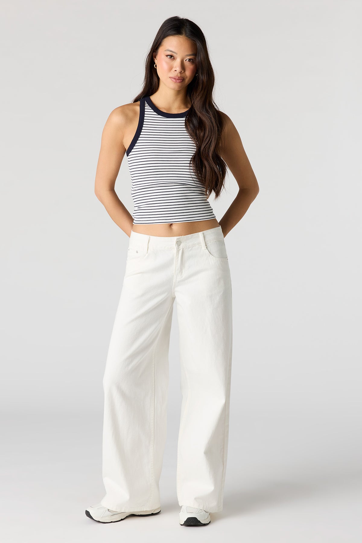 Alt View 3. Ribbed Tank - Black with White