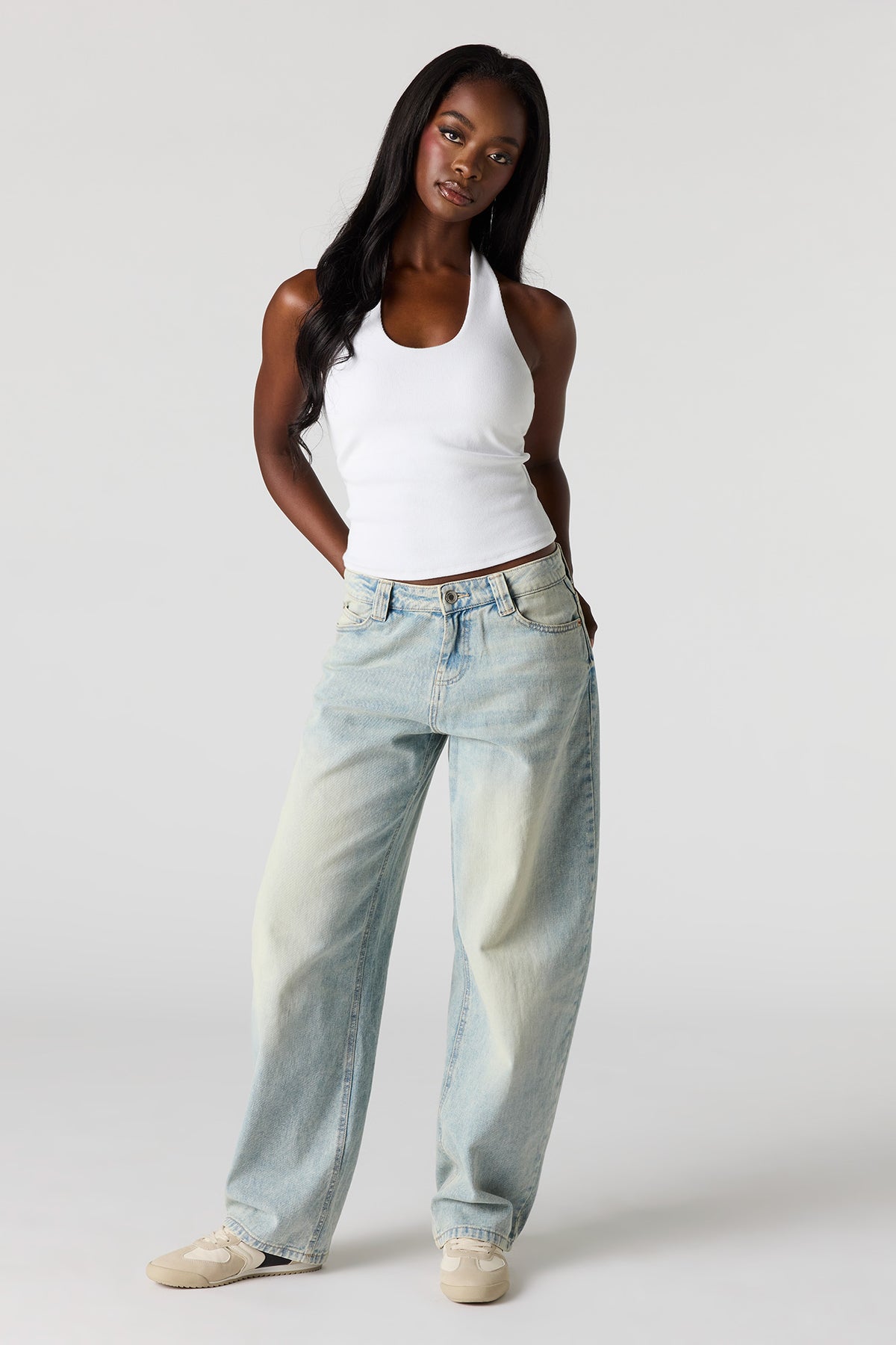 Alt View 3. Braless Ribbed Halter Top - White