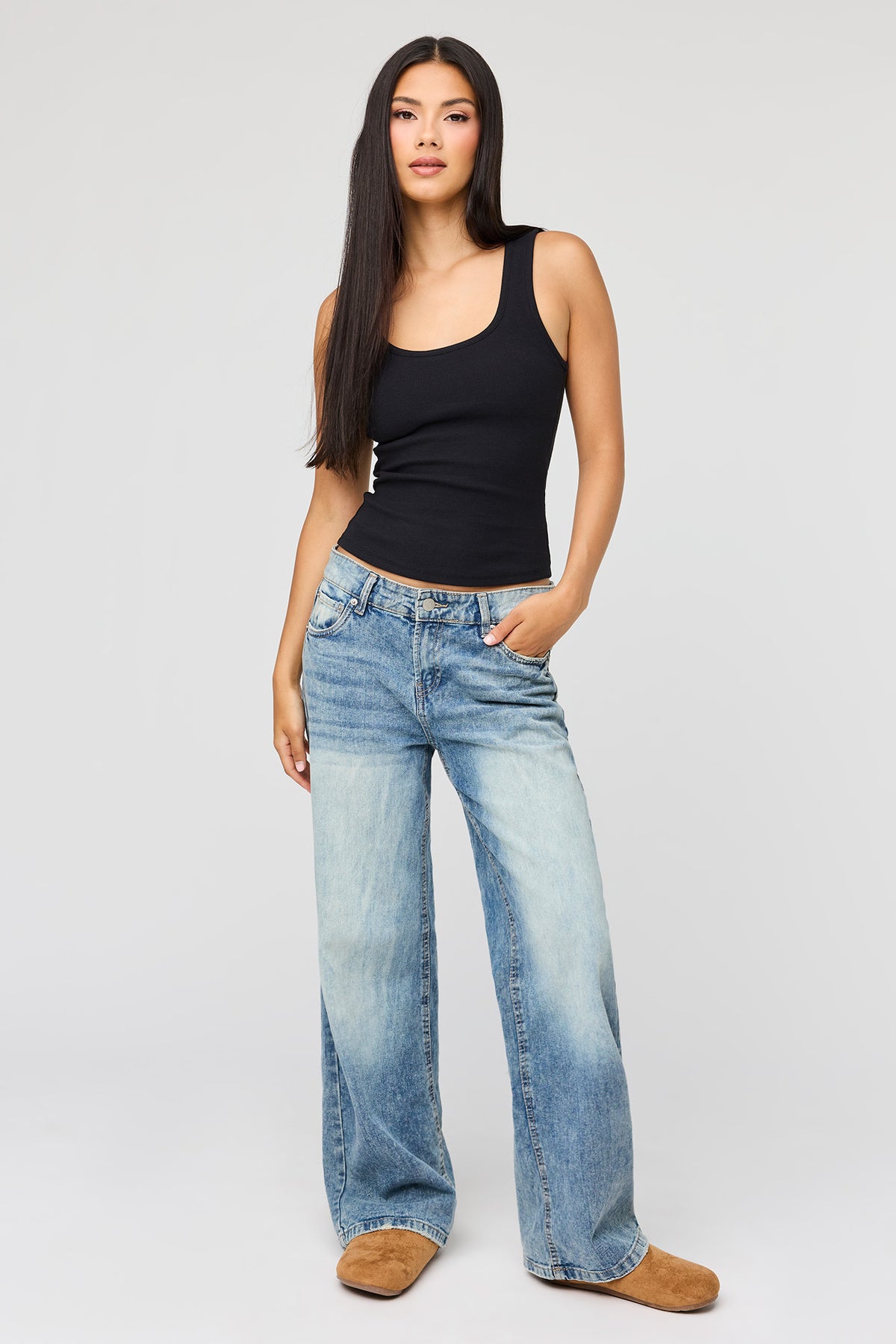 Alt View 3. Braless Ribbed Tank - Black
