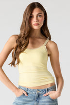 Ribbed Scoop Neck Lace Tank
