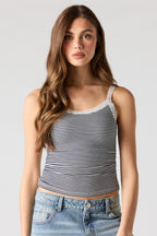 Ribbed Scoop Neck Lace Tank