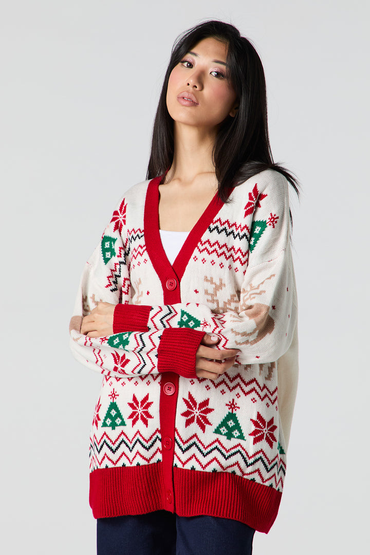 Cardigan en tricot jersey jacquard pour Noël